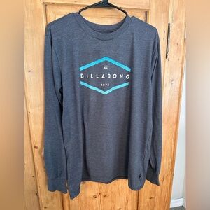 Billabong Long Sleeve Heathered Gray Tee Mens Size Large Skater Surfer Y2K